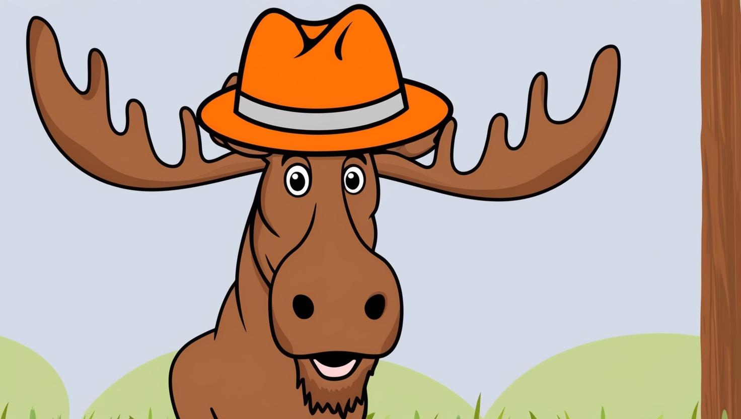 orange hat on a moose